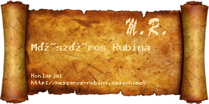 Mészáros Rubina névjegykártya